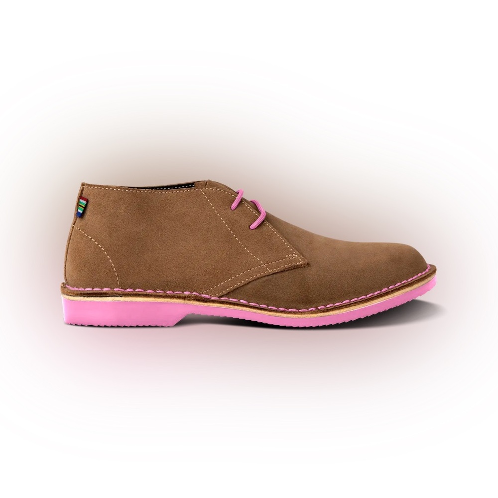 Veldskoen Suede Chukka Boots Brown Pink Sole W7 EU 37